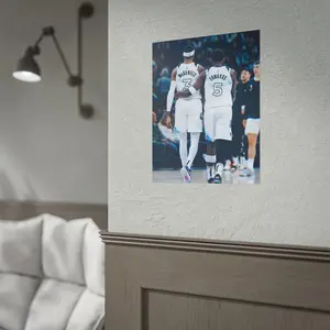 Anthony Edwards & Jaden McDaniels Wolves Duo Poster, Basketball Wall Decor Basketball Teammates Poster | Rolled Poster, Court Photo
