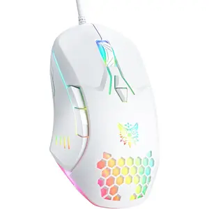 Wired PC Gaming Mouse: High Precision Sensor,RGB Backlit, Adjustable DPI, 7 Buttons Programmable,Ergonomic mice for Office & Gaming on Windows/Mac/Linux/Chrome-White