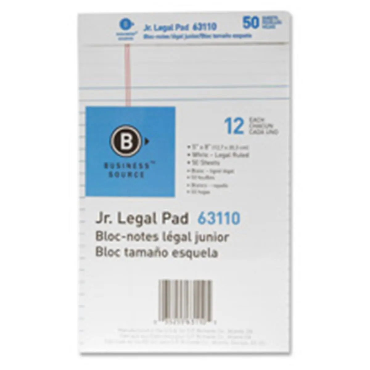 Business Source BSN63106 Legal Pad - Micro-Perforated, Ruled Lines - 50 Sheets, 8.50in x 14in - 12 Dozen, California Compliant