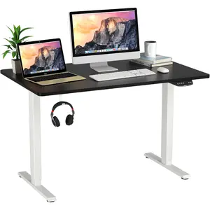 Electric Dual Motor Standing Desk, 48 x 30 Inch Height Adjustable Sit Stand Computer Workstation w/ 3 Position Memory Controller, Anti-Collision Design, 1" Thick Tabletop, Home Office DeskMovable bedside table