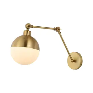 JONATHAN Y Alba Mid-Century Modern Arm-Adjustable Iron/Glass LED Sconce; for Living Room, Bedroom, Kitchen, Office