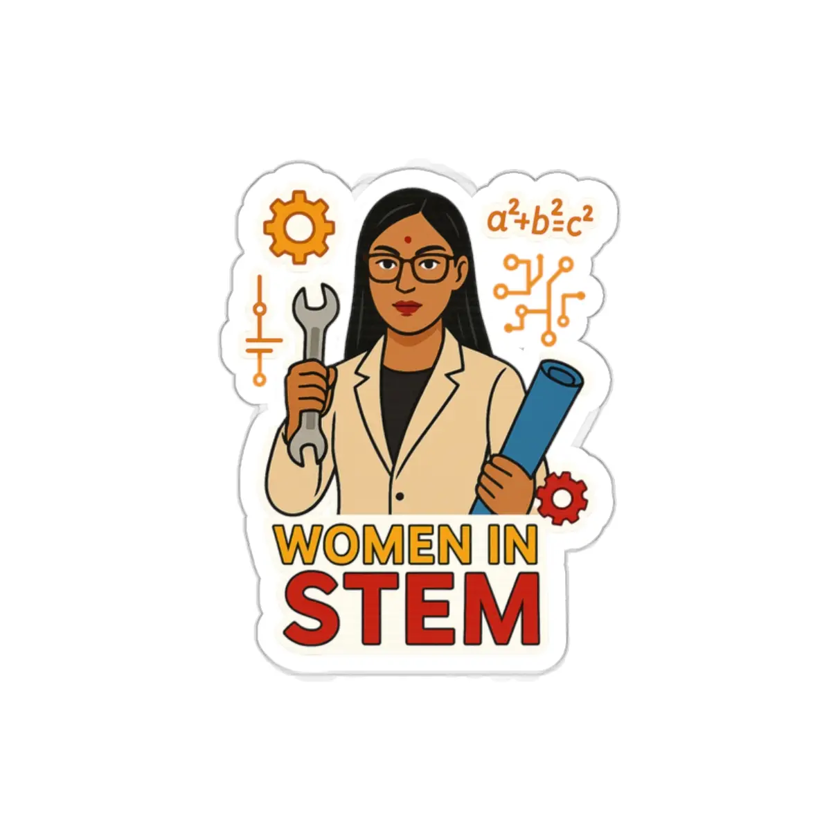 Empowering Women in STEM Die-Cut Stickers - Laptop Decals, Gift for STEM Enthusiasts, Women Empowerment, Science Stickers