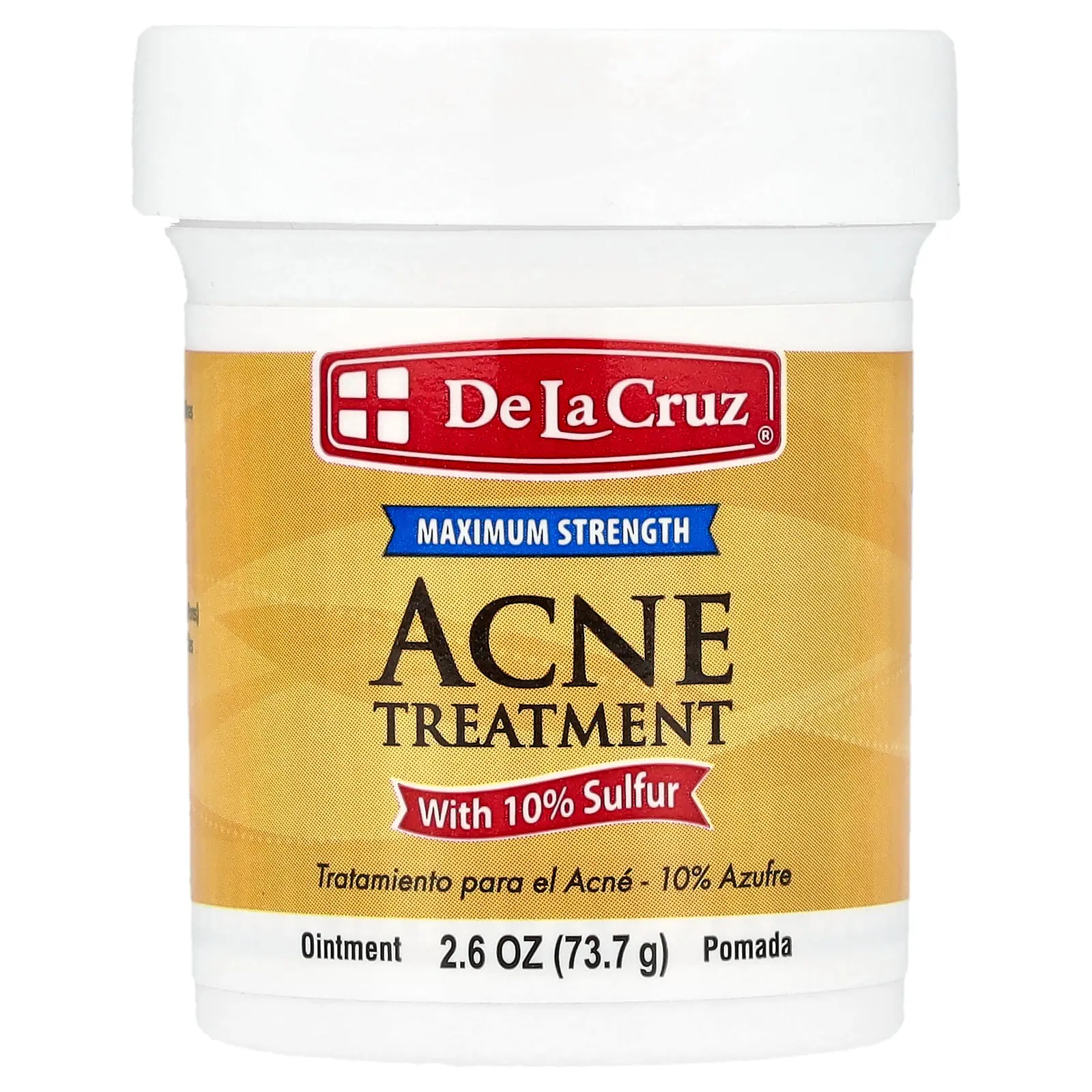 De La Cruz Acne Treatment Ointment with 10% Sulfur, Maximum Strength, 2.6 oz (73.7 g) | HSA/FSA Eligible