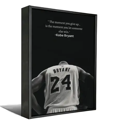 Kobe Bryant Graphic Wall Art Print - Black & White Basketball Poster, Motivational Quote Canvas, Athlete Encouragement Piece, Inspirational Wall Art, Men's Room Decor, Living Room Decorations, Funky Anime Bedroom Accent Artistic