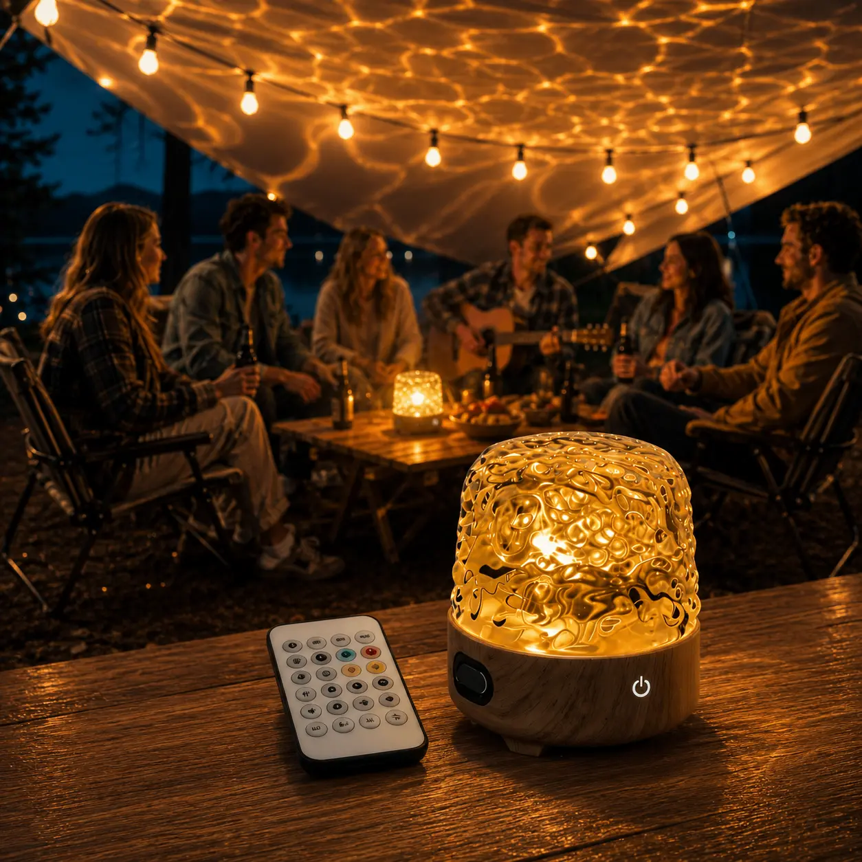 2-in-1 Bluetooth Speaker Projector - Hi-Fi Sound, 16 Lighting Modes, Remote Control, Ambient Lights, Portable Multi-Device Projection Projector Lamp, Light Up Your Space - Ideal for Couples, Gift Option - Indoor/Camping Use