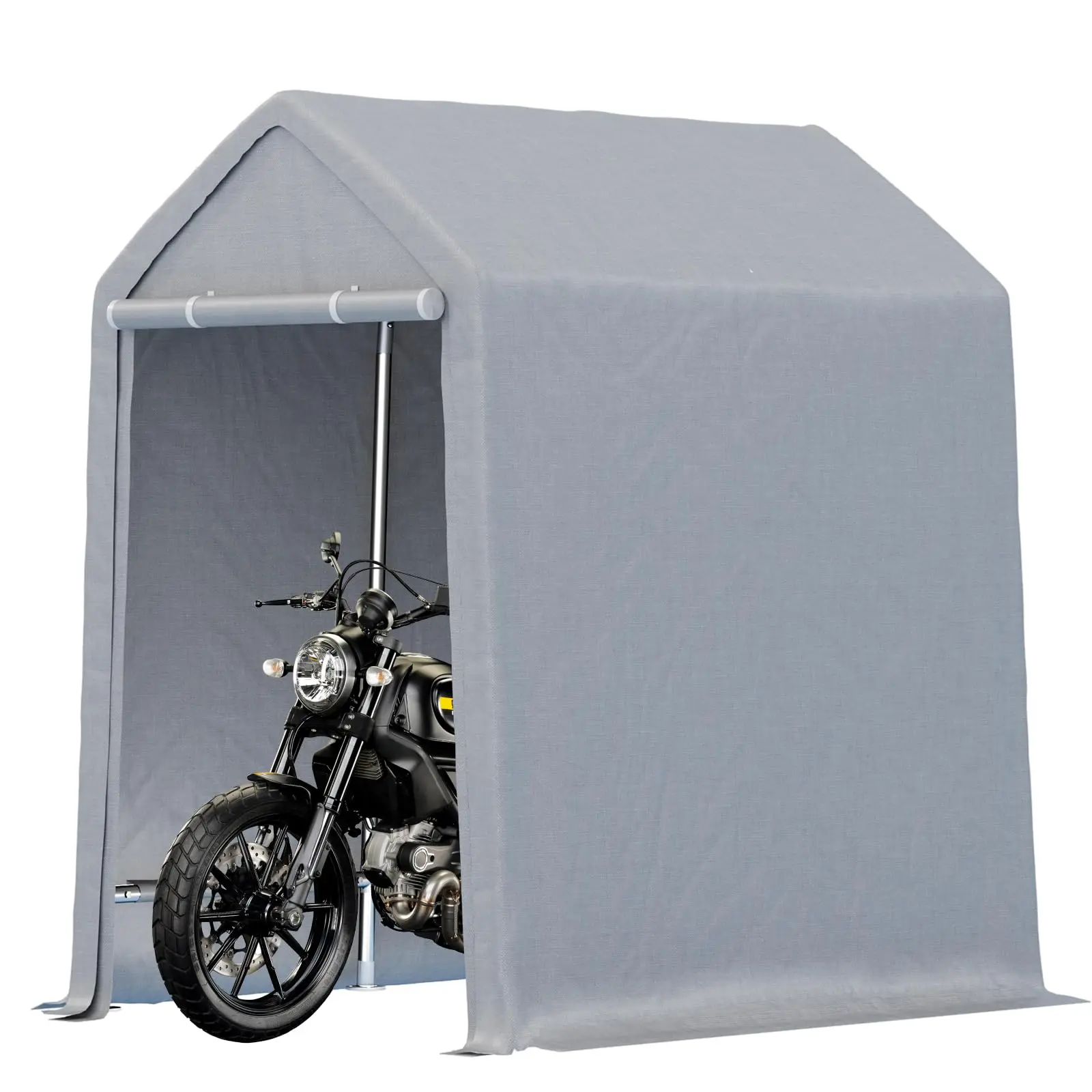 Garvee 6×8 ft Sturdy Plastic Outdoor Storage Shed, Portable Windproof Waterproof Utility Tent with 1.5 in Diameter Tubing & Roll-up Zipper Doors, Bike & ATV Shelter for Motorcycle & Bicycles (6×8 ft Bike Space), Storage Sheds