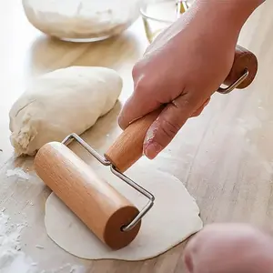 Wooden Rolling Pin, 1 Piece Double-sided Manual Pizza Roller, Multifunction Kitchen Gadget Baking Tools for Rolled Pizza Pie Cookies, Baking Utensils Supplies