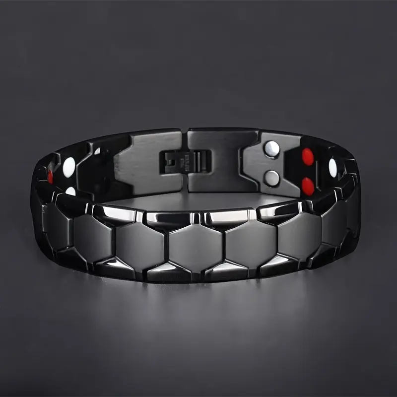 Heavy-Duty Titanium Steel Soccer Bracelet, Unisex Hexagon Link Chain for Athletes with Red Accent, Corrosion Resistant & Adjustable for Daily Wear, Adjustable Size, Durable Daily Wear, Daily Wear Jewelry