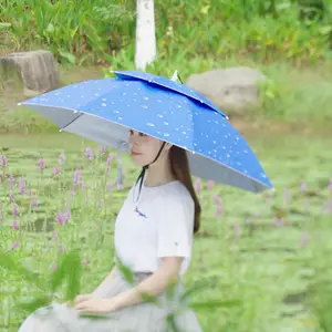 UV Protection Umbrella Hat with Elastic Band, Lightweight Waterproof Umbrella Hat, Outdoor Camping Fishing Cap, Comfortable Unisex Sun Hat for Men & Women