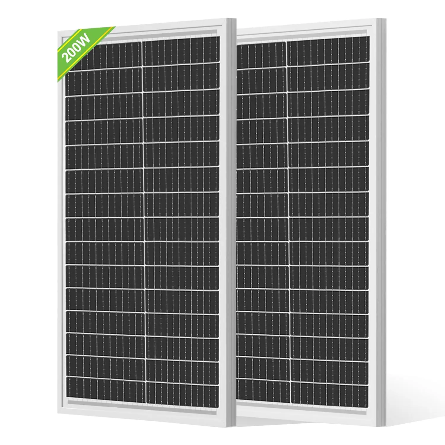 2-Pack Monocrystalline Solar Panels - 200W, 12BB 100W Cells, 25% High-Efficiency, 12V Chrome Glass PV Modules for Commercial Rooftop, Off-Grid Solar Power Systems (Werchtay, TikTokShopBlackFriday), 12 Bb 100W Cells