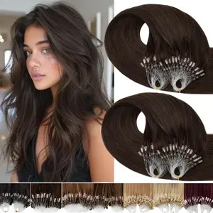 50g/100strands Microlinks Hair Extensions Micro Loop Beads Micro Ring Remy Human Hair Extensions Micro Loop Hair for Women 16-24inch Straight