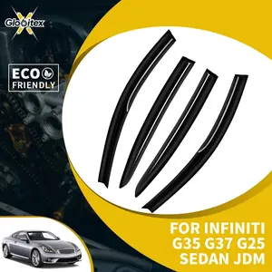 Tape-On Outside Window Visors, Sun Rain Guards, Wind Deflectors for Infiniti G25 G35 G37 Q40 4-Door Sedan 2007-2015, JDM Mugen Style Mount, 4PCS