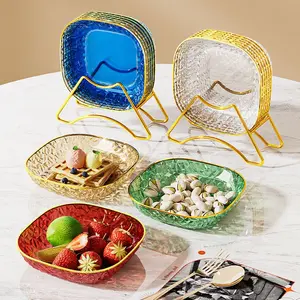 5pcs Framed Square Tableware Tray Set for Parties, Trash, Fruit, Dessert, Cake, Snack, Breakfast, Kitchen, Dining Accessories