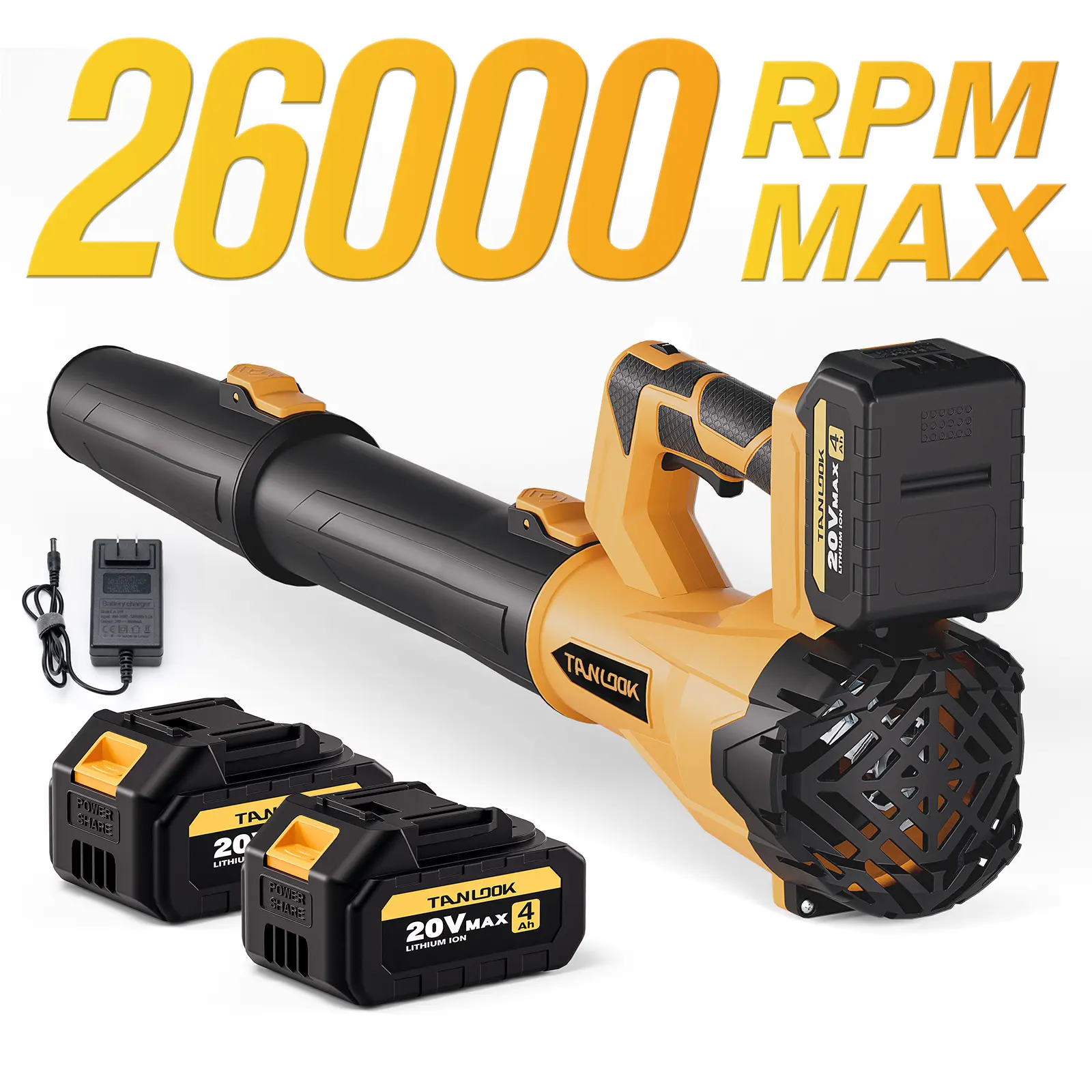 TANLOOK Cordless Leaf Blower/Snow Blower 2x4Ah batteries 26000 RPM Max 580CFM Air Volume 160MPH Speed Lightweight for Autumn Cleanup & Garden Work