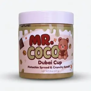 Mr Coco Dubai Cup Pistachio Cream Spread with Tahini, Crunchy Kataifi, Classic Hazelnut Matcha Flavors, 8 oz (Classic Pistachio)