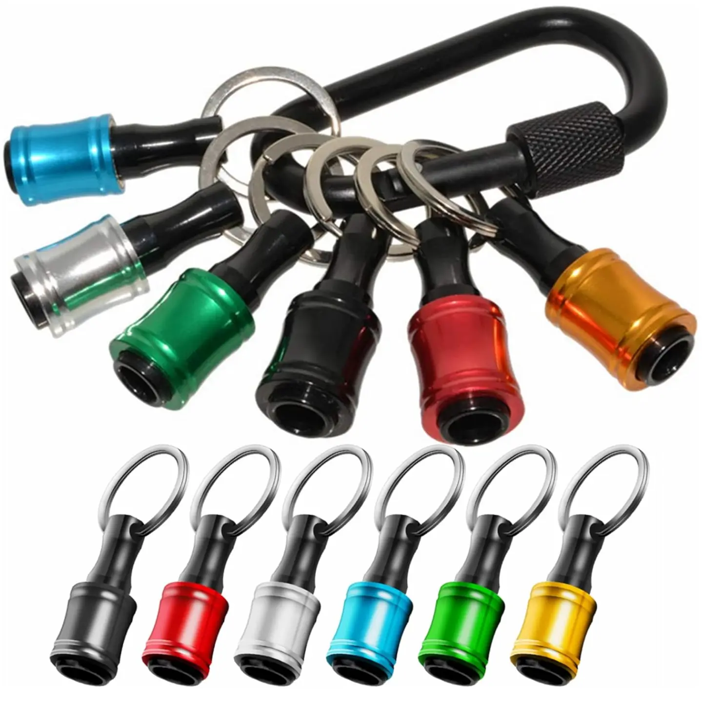 【FathersDayGift】6 PCS Bit Holders 1/4 Socket, Hex Shank Screwdriver Bit Holder for Impact Driver Drill Bit Keychain Extension Bar Quick Release Easy Change, Screwdriver Bit Holders for Tools & Home Improvement Gift