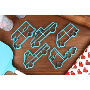 Car Styles Cookie Cutters, Set 2 - Big Truck, Campervan, Cargo Van, Mini Truck, Pickup Truck