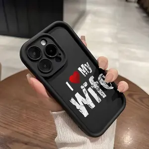 Case for iPhone 16 Pro Max 15 Plus 14 13 12 11 XS XR Stylish I Love My Wife Letter Pattern Drop Protection Shockproof Soft Silicone Smartphone Cover Gift For Girls and Women