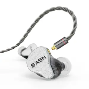 BASN Bmaster5 in Ear Monitors, 5 Drivers Drummer Headphones with Powerful Bass, Noise Isolation IEM Earbuds with Detachable MMCX Sliver-Plated OFC Cable for Musicians hifi gym in-ear Audio Silicone noise headphones  earphone singer earpods wired gaming