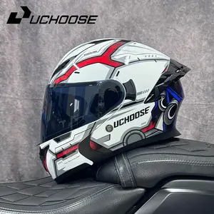 Uchoose DOT Approved Full Face Helmets Crash Motorbike Protective Gear Men Women Flip Up Helmet Motorcycle Double Sun Visor Affordable Helmet