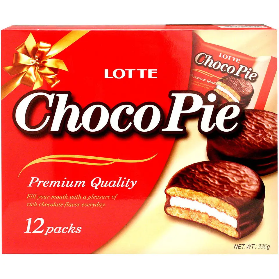 Lotte Choco Pie Snack Packs - 12 Individually Wrapped Sweet Cakes, Smooth Chocolate Coat, Wheat-Infused, Ambient Shelf-Stable Dessert Snacks Lotte Choco Pie Snack Packs - 12 Individually Wrapped Sweet Cakes, Smooth Chocolate Coat, Wheat-Infused, Ambient Shelf-Stable Dessert Snacks