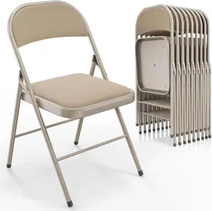 Karlhome 4/6/10 Pack Folding Chairs with Padded Seats, Metal Frame with Fabric Seat & Back, Capacity 350 lbs