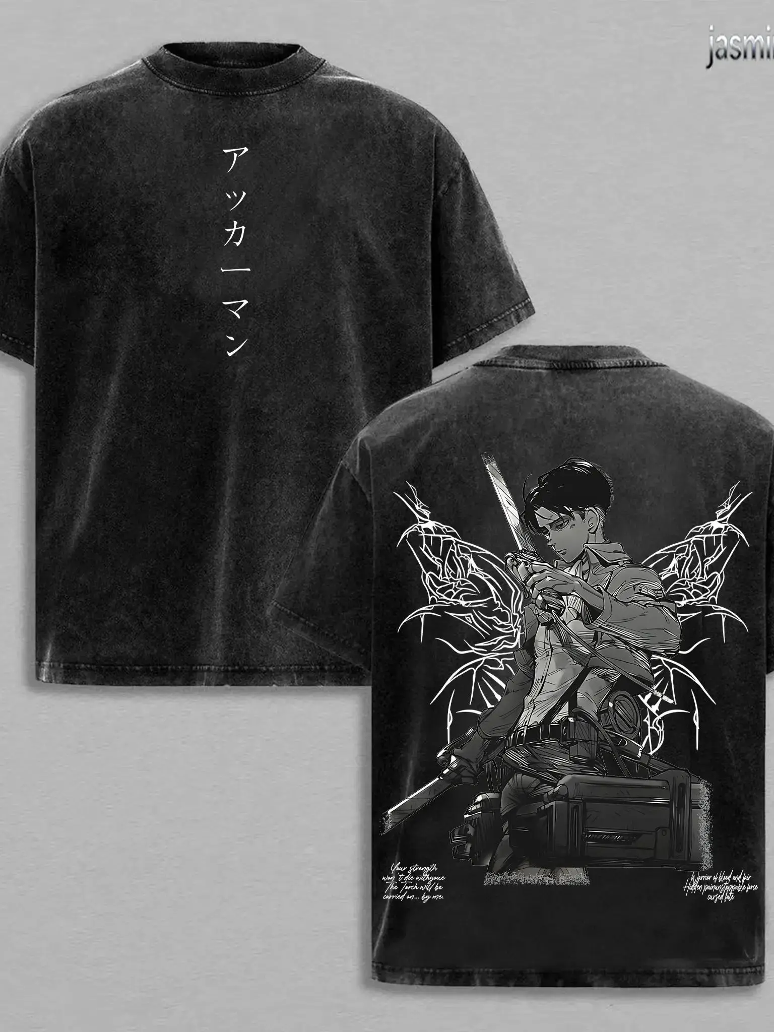 Vintage Washed Levi Ackerman Attack on Titan Graphic Tee | Heavy Cotton Oversized Unisex AOT Shirt | Anime Streetwear Top