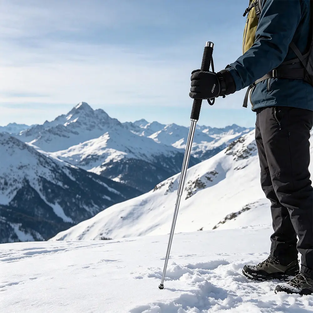 This 26-inch telescopic hiking pole is multifunctional, sturdy, durable, and collapsible. Featuring a non-slip design, it serves as a portable and safe piece of gear suitable for everyday use. This robust hiking pole is both adjustable and versatile.