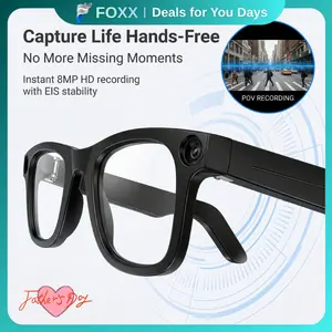 iVision6 AI Smart Glasses – 8MP Camera, Electronic Video Stabilization, AI Object Recognition, Translation for Selected Languages, Built-in Audio, Long Battery, Hands-Free Wearable for Travel, Outdoor & Daily Use