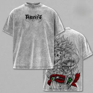 Broly The Legendary Vintage Washed Oversized Graphic Tee, DBZ Double Printed T-Shirt, Heavyweight Cotton Unisex Streetwear Top, Gym Pump Cover, Gift for Anime Fans Fabric Fashion