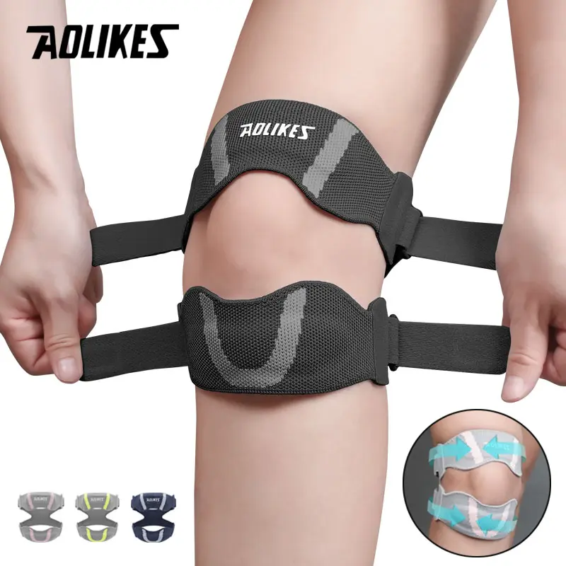 AOLIKES 1PCS Professional Double Sports Knee Patella Pad for Tendonitis Knee Pain Relief Patella Knee Strap