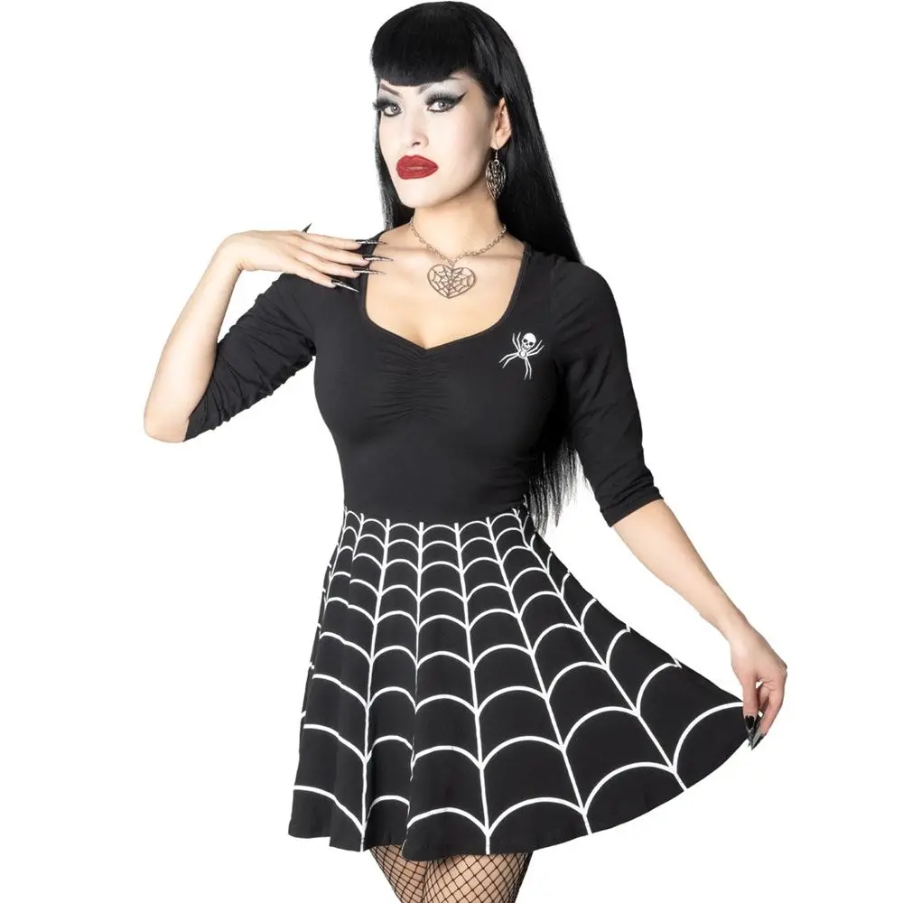 Spiderweb White Skater Dress