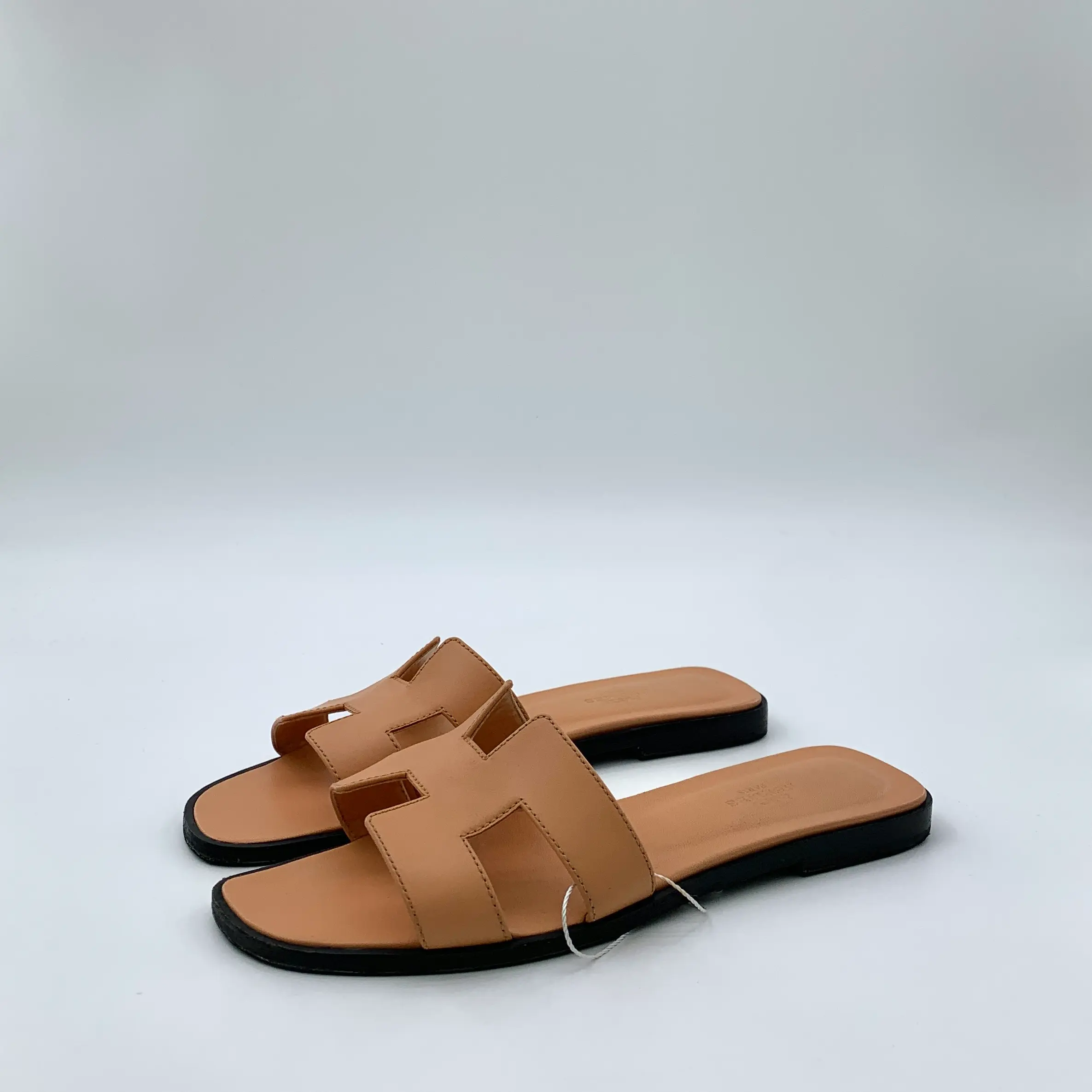 RDLT-Hermes Oran Orange H Flat Slides Size 37.5-H35669