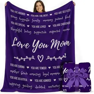 Mom Blanket 50"x60" in Gift Ready Packaging | for International Women's Day | Cozy Dyed Fleece Throw Blanket by FiloEstilo - Best Mom Ever Gift for Couch or Bed | Special Present from Daughter or Son