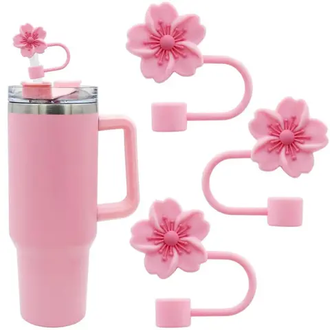 Flower Shaped Silicone Straw Cap, Straw Toppers for Tumblers, Straw Spout Lid without Cup/Straw, Reusable Straw Cover for Tumbler Cups, Reusable Drinkware Accessories for Home Kitchen and Party