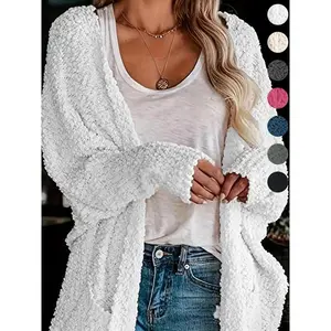 Women's flat pocket bat sleeve cardigan, basic long sleeved cardigan knitted clothing for autumn and winter casual wear, women's knitted daily wear, women's clothingRAIMENTRY