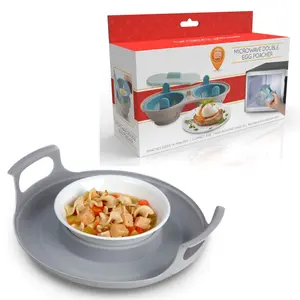 Microwave Cool Caddy Tray with Handles - Plate and Bowl Holder For Hot Foods - Easy Cleanup Of Spills and Boil Overs - Fits 5.2” to 10” Plates & Bowls