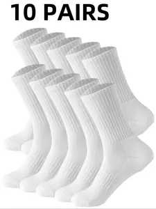 10 pairs of men's mid length Casual Socks, men's high elasticity socks, soft, elastic, comfortable and breathable, Soft Comfy Socks, suitable for daily wear by men and women, neutral mid length socks, Breathable fabric socks