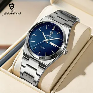 GOHUOS Men's Business Fashion Rhinestone Decor Analog Quartz Watch, Calendrier Waterproof Watch for Party, Daily Decor, Trendy Exquisite Watch for Birthday Gift with Box, Business Fashion Watches