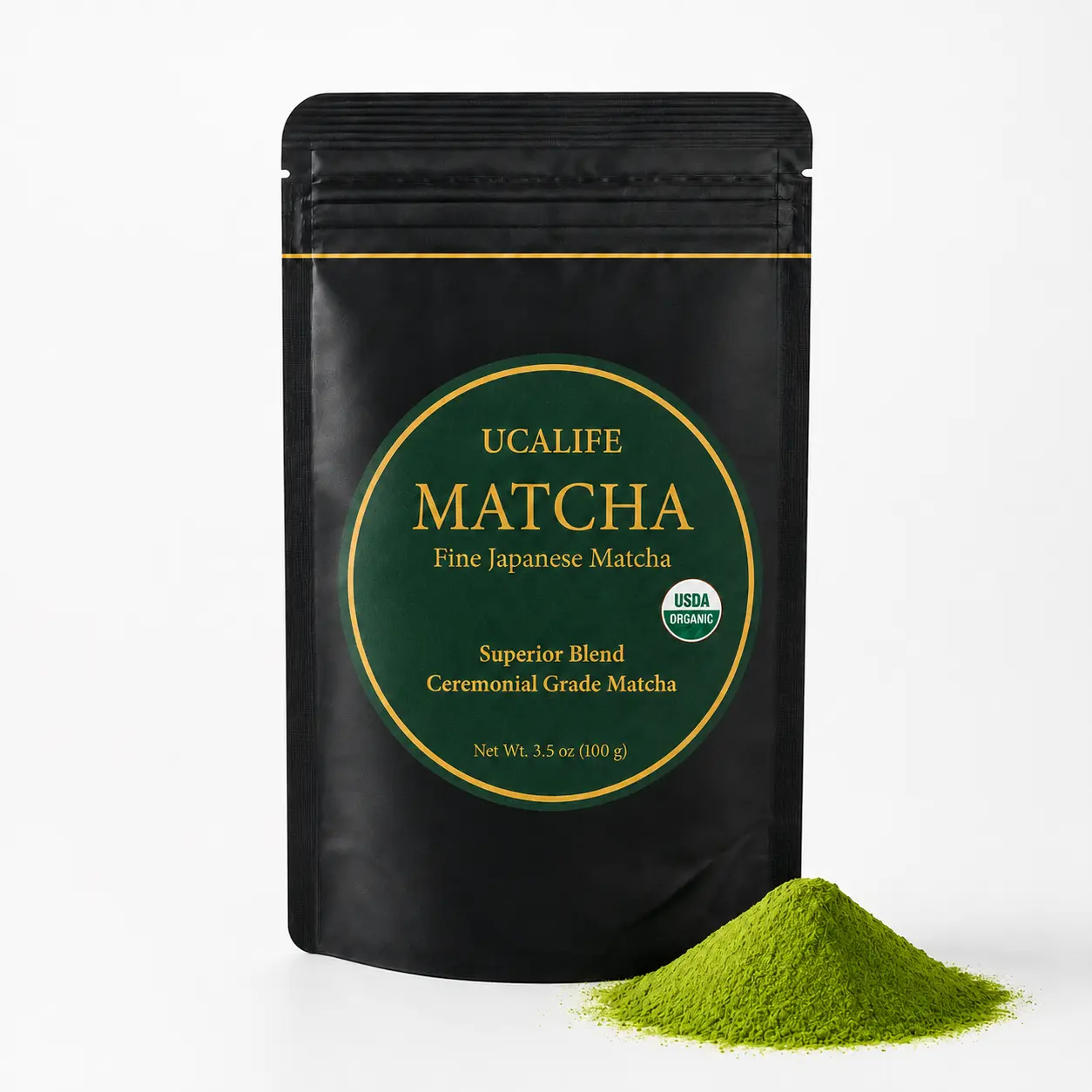 UCALIFE MATCHA,Ceremonial Grade Matcha Powder, Vegetarian (100g/3.5oz) - Traditional Japanese Green Tea, Smooth, Vibrant, Savory, Stone-Ground