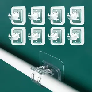 8Pcs No Drill Curtain Rod Holder Hooks for 0.8 inch Diameter Brackets, Adjustable Curtain Rod Hooks for Bathroom Kitchen