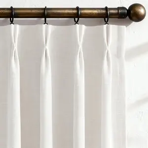 Ivory White Pleated Curtains 100% Blackout,Farmhouse Luxury Thermal with, for Living Room Bedroom Decor, 40" Wx84 L 2 Panels
