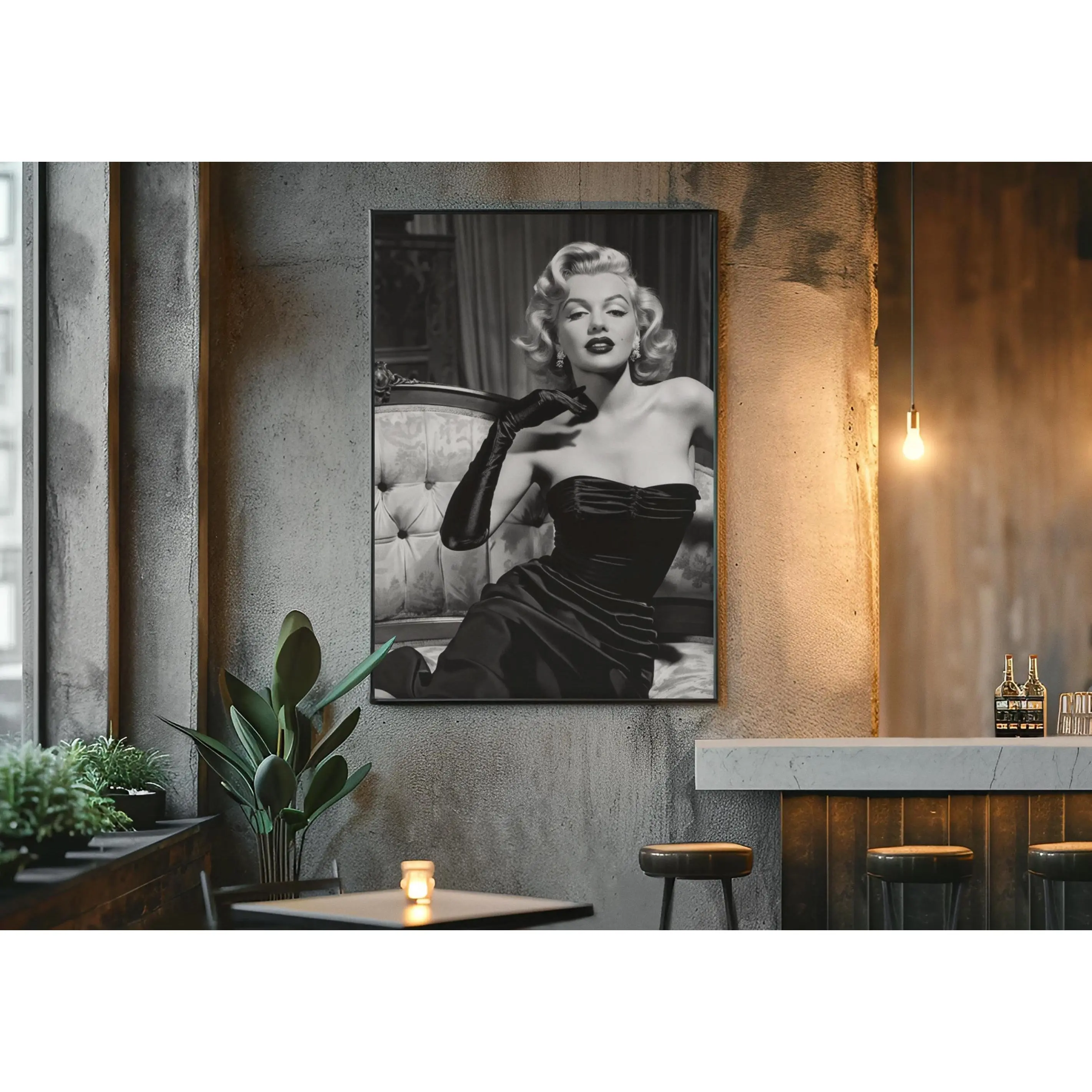 Marilyn Monroe Artistic Poster, Hollywood Icon Vintage Pin-Up Graphic Artwork, Retro Old Glamour Wall Decoration, Home Decor Gift for Hollywood Fans