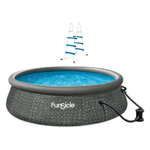 Funsicle 36” SureStep 3 Stair Pool Ladder w/ 12' x 36" QuickSet Inflatable Pool