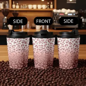 1 Piece Stainless Steel Coffee Cup Thermos, Leopard Print Design, Dual-Layer Vacuum Sealed, Portable Insulated Mug Tumbler for Outdoor Travel Drinkware