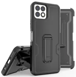 Case with Clip for Celero 5G+ Phone, Rugged Hybrid Cover with Stand and Credit Card Slot + Belt Hip Holster Holder for Boost Mobile Celero 5G Plus 6.9" (2022 edition)