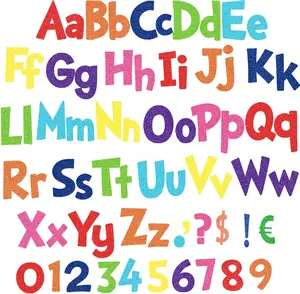 268 count 5 Inch Colorful Bulletin Board Letters Combo Set, Chalkboard Alphabet Letters Numbers, Cutouts Number Pack(Glitter Rainbow)
