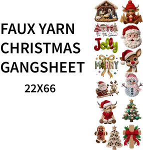Faux Yarn Christmas DTF Gangsheet for apparel making