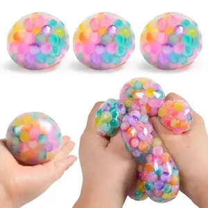 1 Pcs Colorful Water Beads Squishy Stress Balls, Soft Ball Design, Cute Fidget Squeeze Toys for Anxiety Relief, Fun and Relaxing Play for All Ages