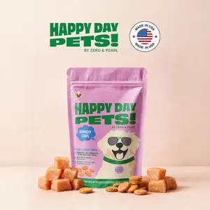 Happy Day Pets Natural Grain-Free Salmon Crunchy Dog Treats - Salmon, Sweet Potato, Sea Salt Chips - USA-Made Clean Treats for Puppies & Adult Dogs